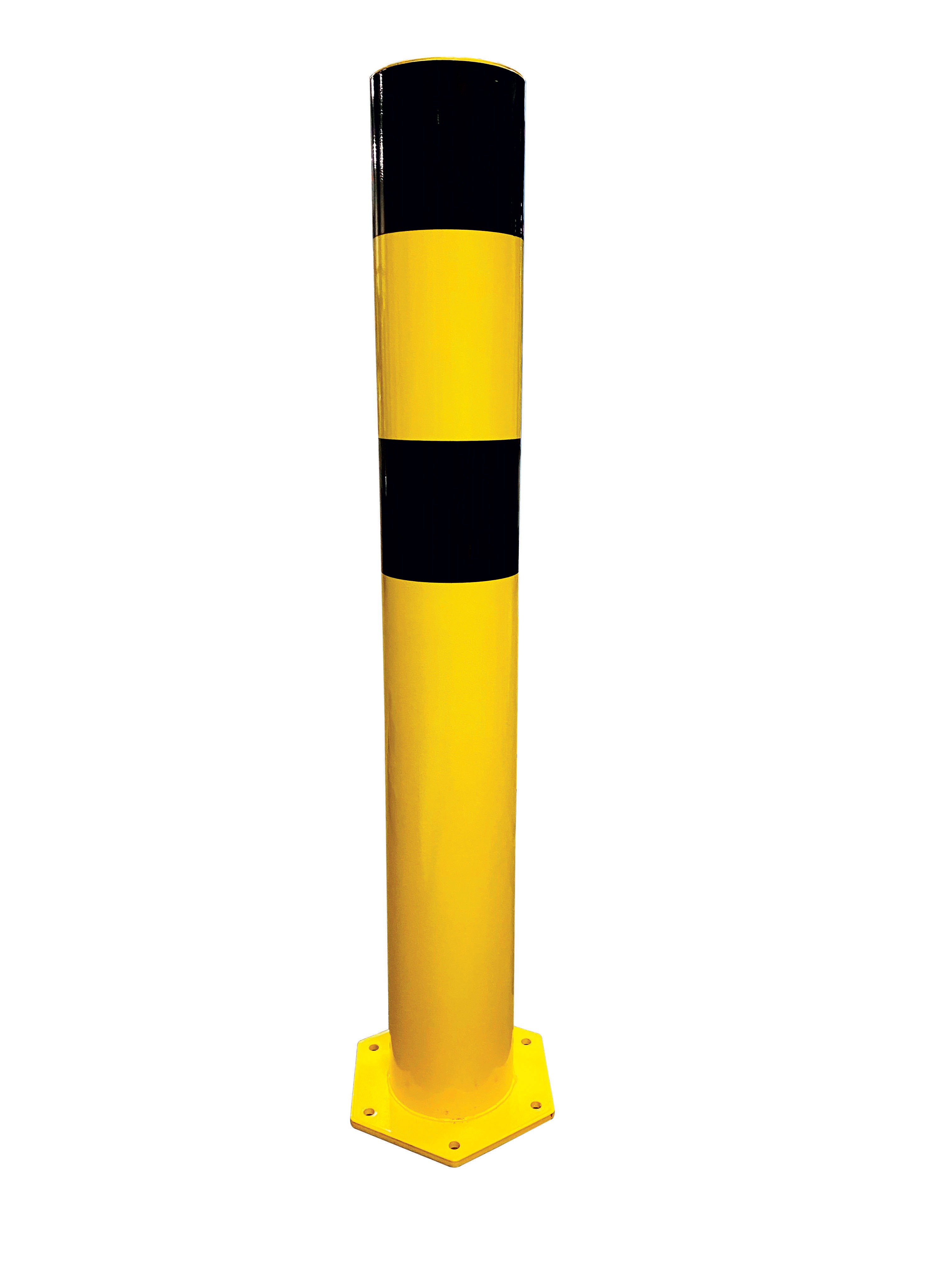 Steel safety bollard with rounded edges