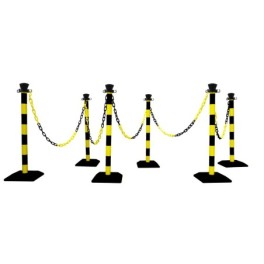 Kit 6 poteaux de balisage abs monobloc avec 10 m chaine - base vide