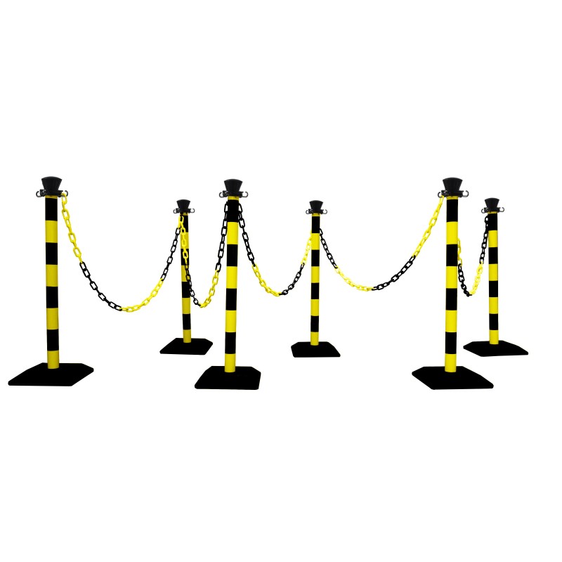 Kit 6 poteaux de balisage abs monobloc avec 10 m chaine - base vide