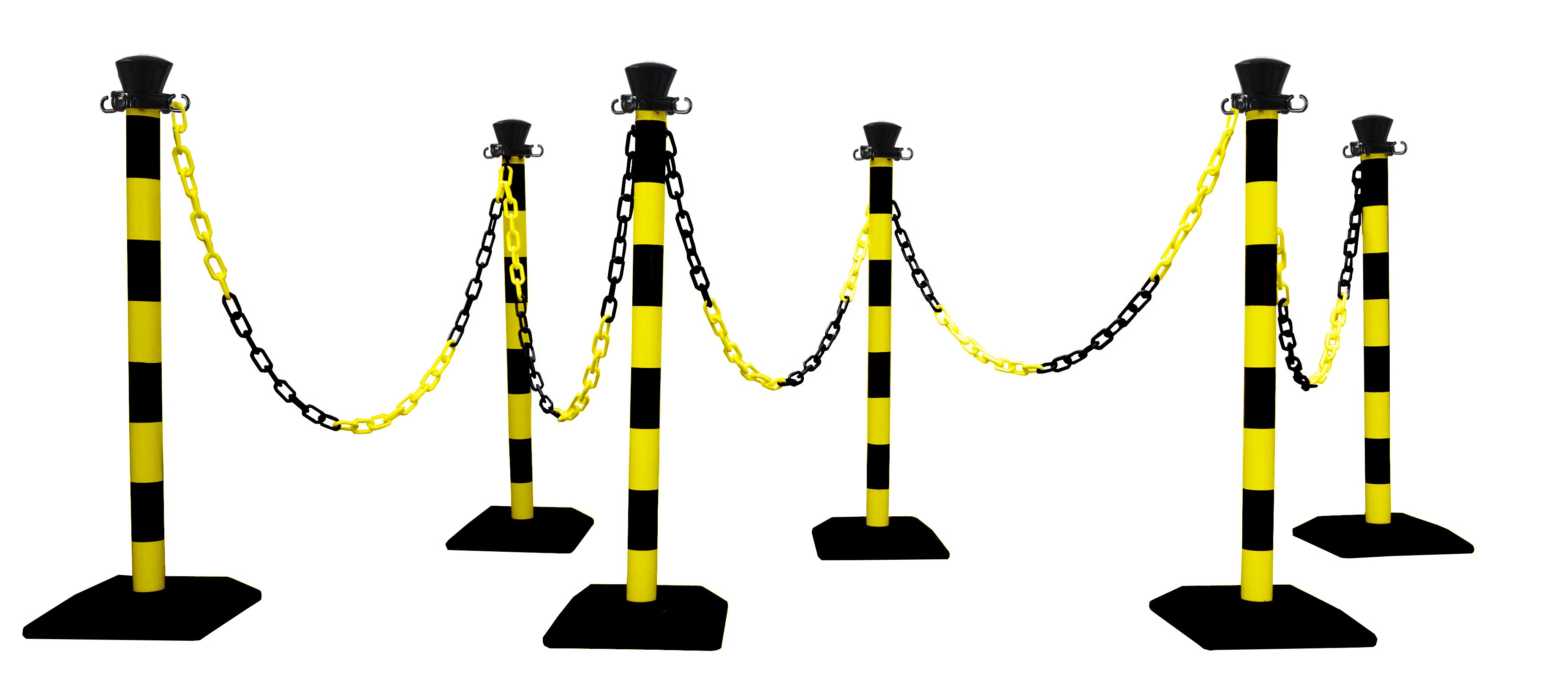 Kit 6 poteaux de balisage abs monobloc avec 10 m chaine - base vide