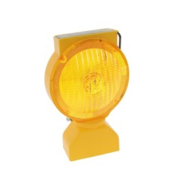 Solar-powered LED flashing construction lamp