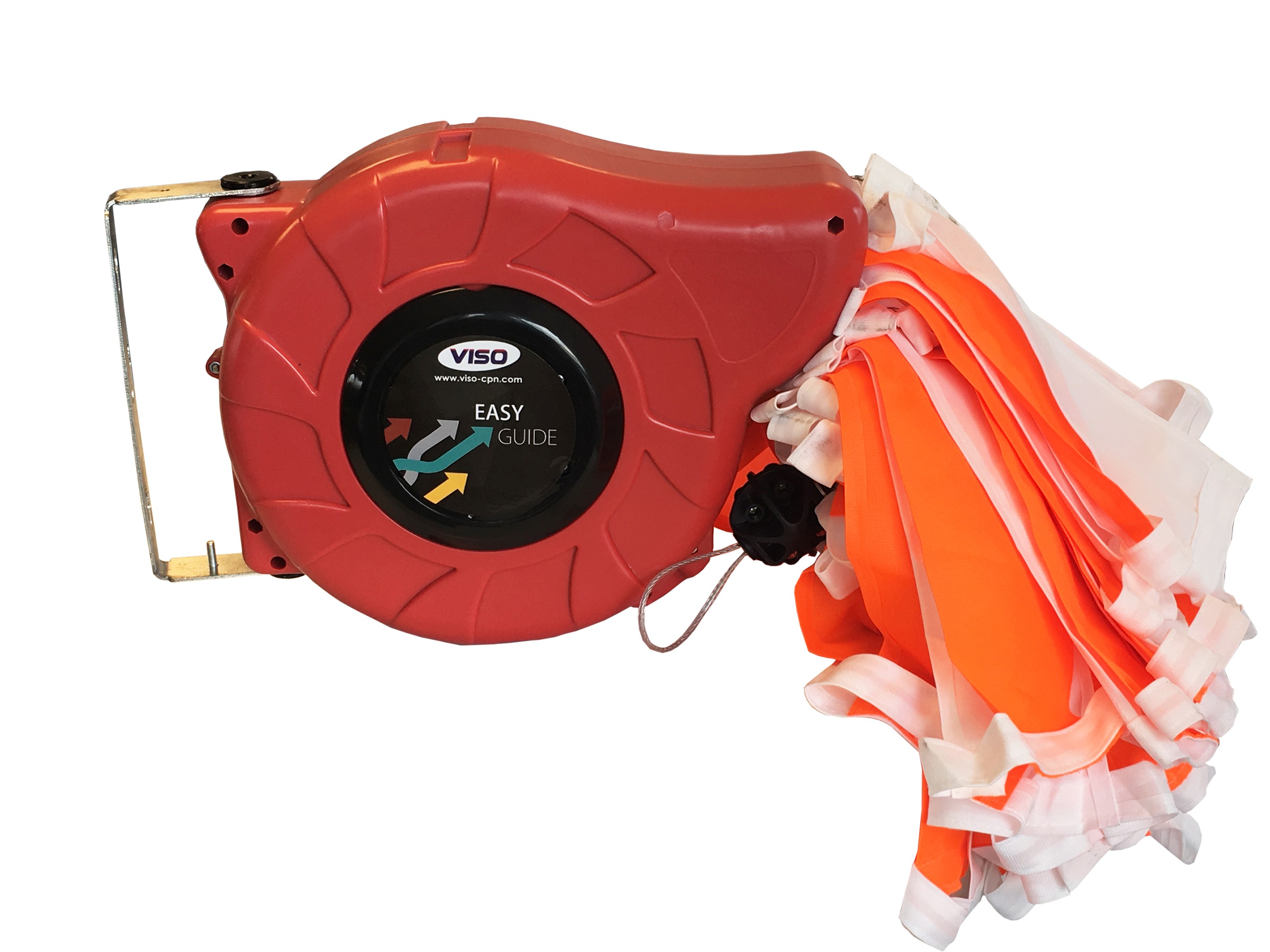 Retractable barrier reel with 15 m signaling belt