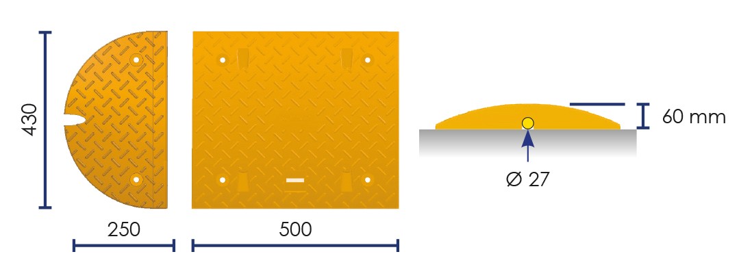Complete black/yellow modular speed bump