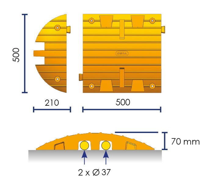 Heavy-duty speed bump 50 T - 15 km/h