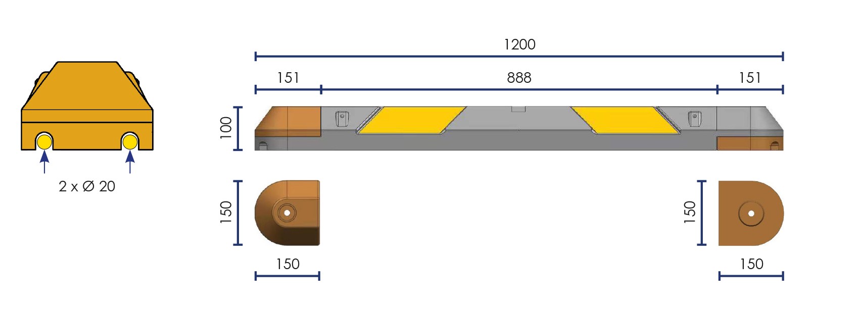 Bordure de balisage continue et flexible