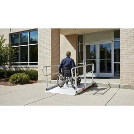 Wheelchair ramp with handrails