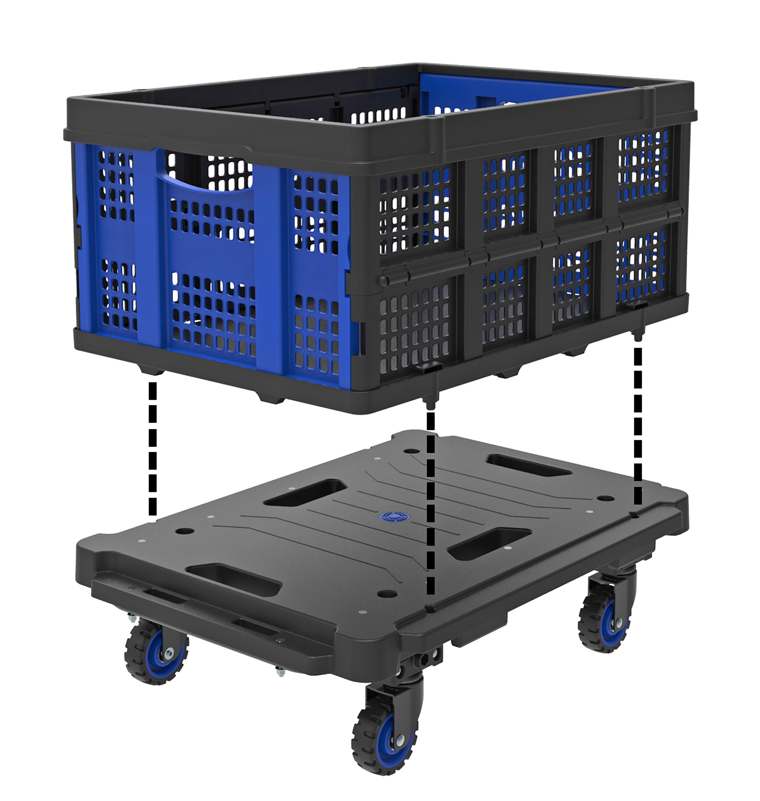 Foldable perforated crate from 30L to 60L