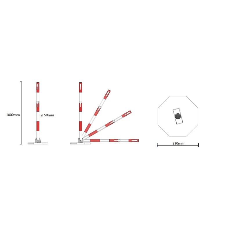 Poteau de balisage repliable