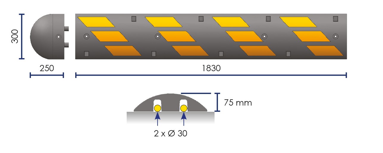 High-visibility monoblock speed bump EASYSPEED