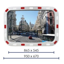 Miroir de voirie avec bandes réfléchissantes