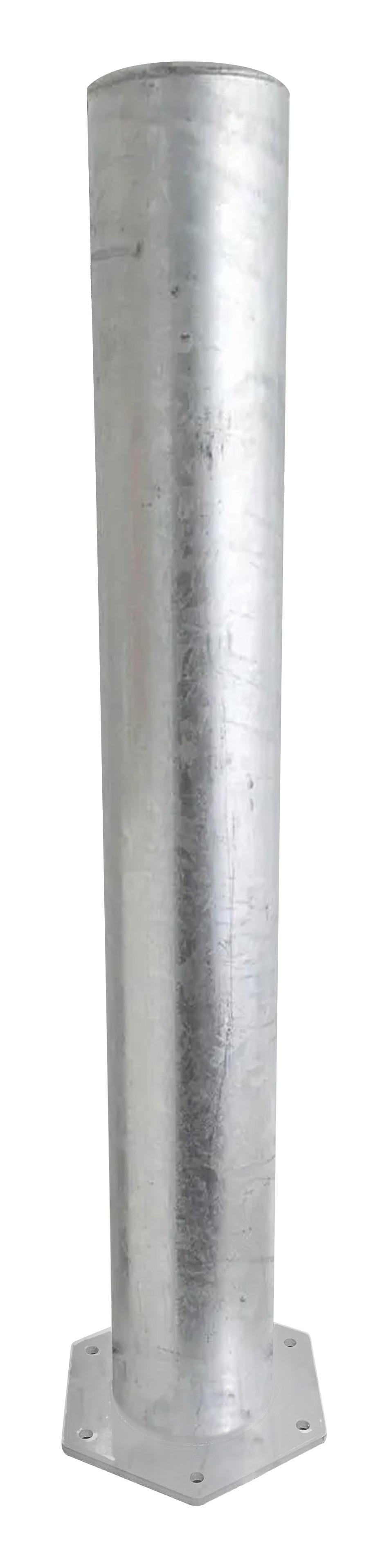 Steel safety bollard with rounded edges