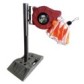 Support post for retractable barrier reel with signaling belt