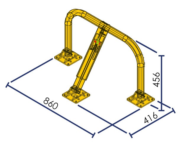 High-resistance parking bollard with cast iron feet