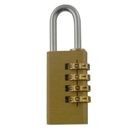 Brass combination padlock with 4 digits