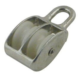 Fixed-eye pulley with 2 wheels