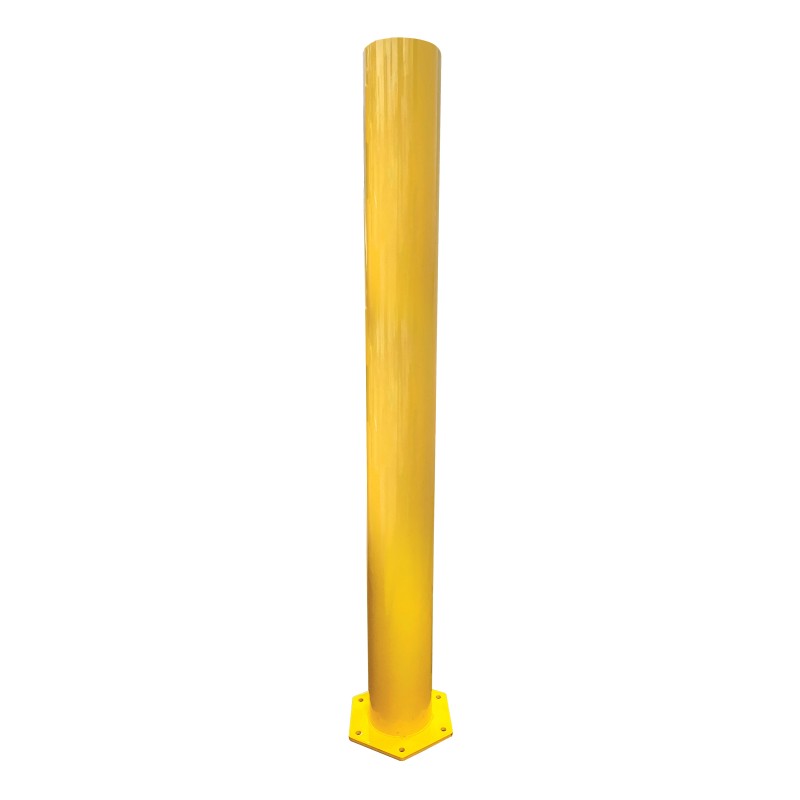 Steel safety bollard with rounded edges