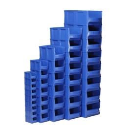 Stackable storage bin with large opening, available in sizes from 1L to 28L