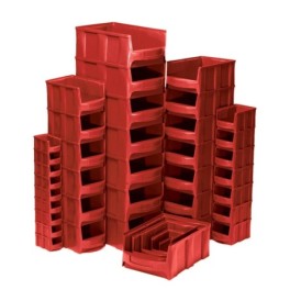 Stackable storage bin with large opening, available in sizes from 1L to 28L