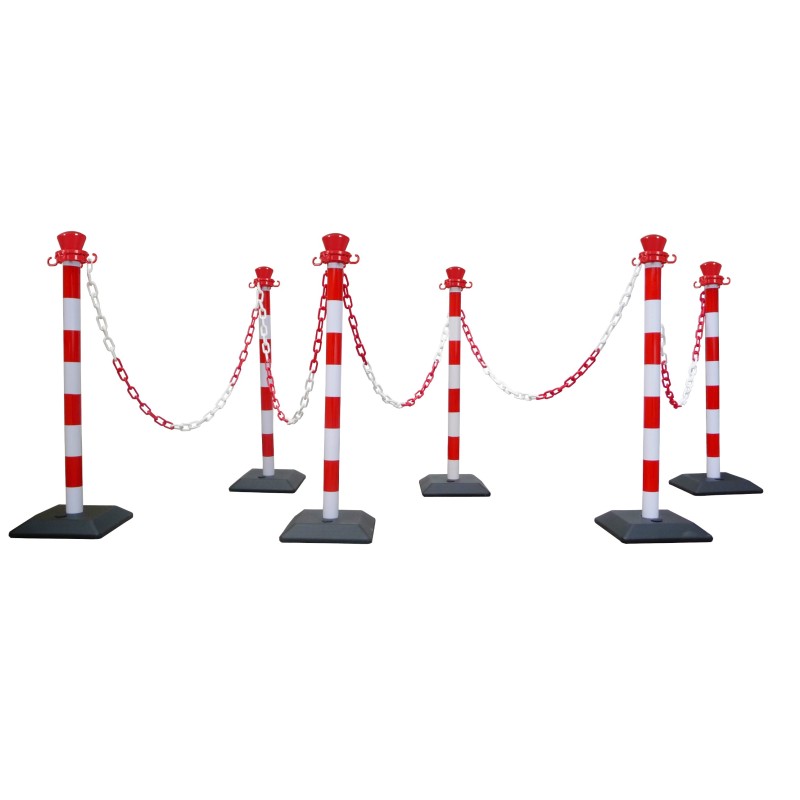 Kit 6 poteaux abs avec 10 m de chaine - base lestée