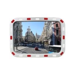 Miroir de voirie avec bandes réfléchissantes