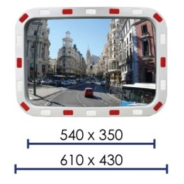 Miroir de voirie avec bandes réfléchissantes