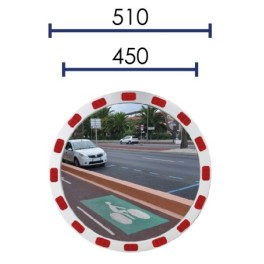 Miroir de voirie rond avec bandes réfléchissantes