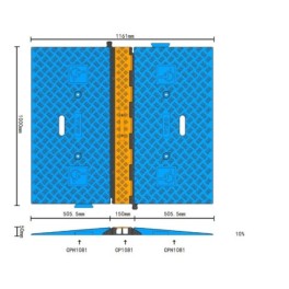 2-channel cable protector (35 × 38 mm) – with wheelchair-accessible ramp