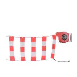 Retractable barrier reel with signaling belt