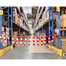 Retractable barrier reel with signaling belt