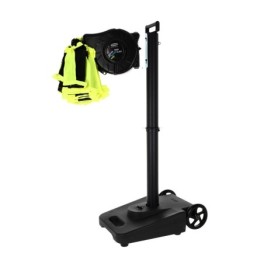 Delineation trolley with retractable signaling reel