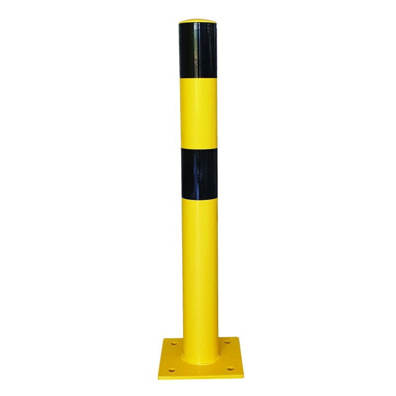 Steel safety bollard with rounded edges