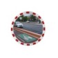 Round safety mirror with reflective stripes