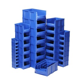 Stackable storage bin with large opening, available in sizes from 1L to 28L