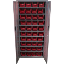 Storage cabinet with bins...