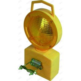 Solar-powered LED flashing construction lamp