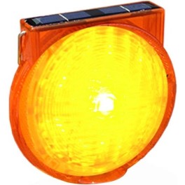 Solar-powered LED flashing construction lamp with interlocking feature