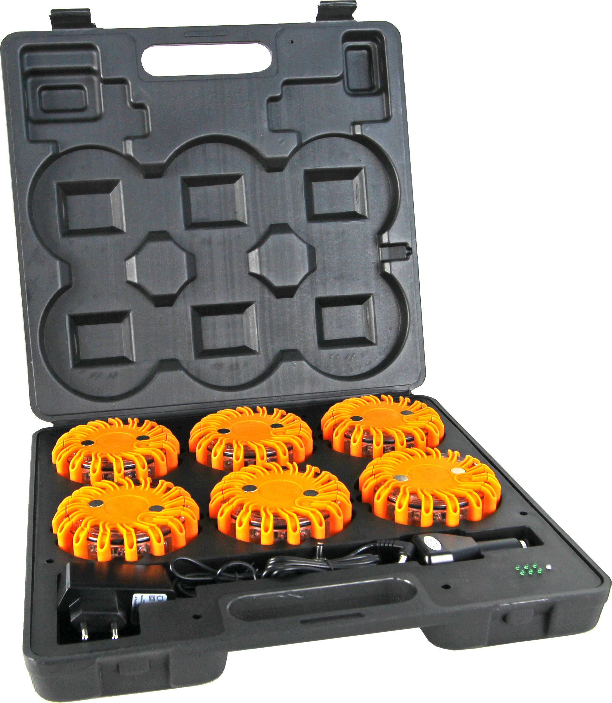 Mallette de 6 lampes de chantier clignotantes à led 9 positions
