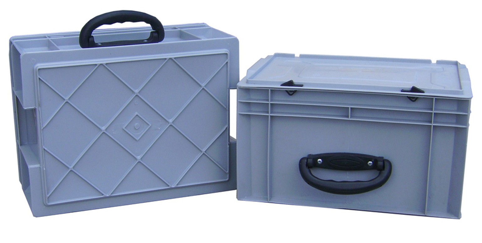 Handling crate with a lid, available in capacities ranging from 10 liters to 50 liters