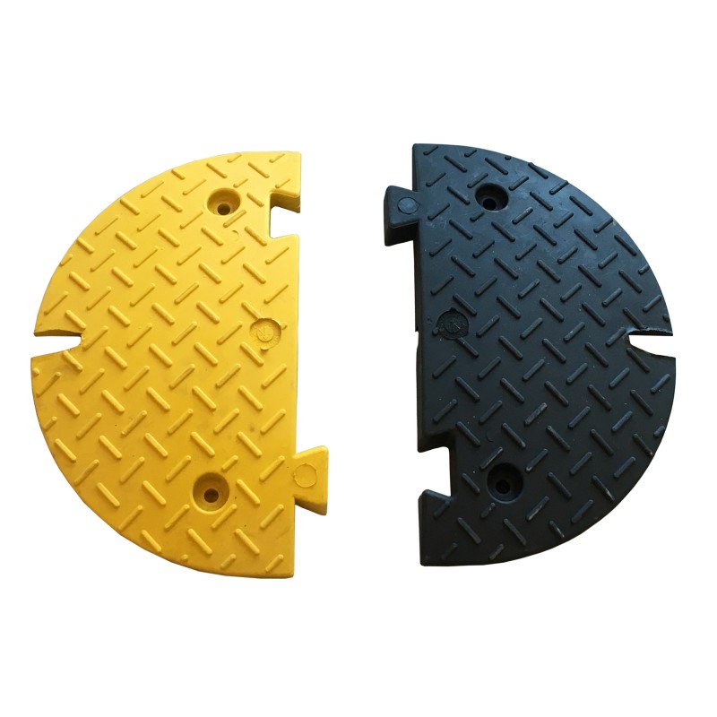 Adjustable speed bump end cap