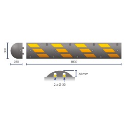 High-visibility monobloc speed bump end cap - EASYSPEED - Viso