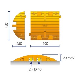 Heavy-duty speed bump end cap 50 T - 15 km/h 