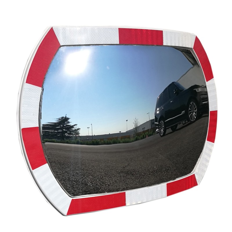Safety Mirror with Reflective Stripes