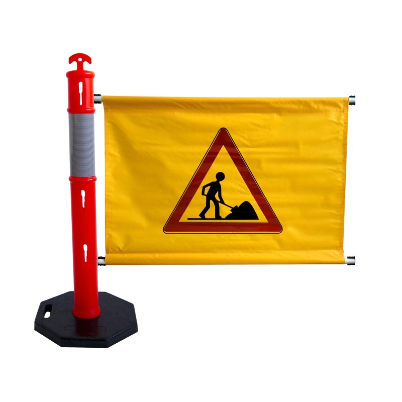 High visibility bollard with tarpaulin