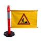 High visibility bollard with tarpaulin