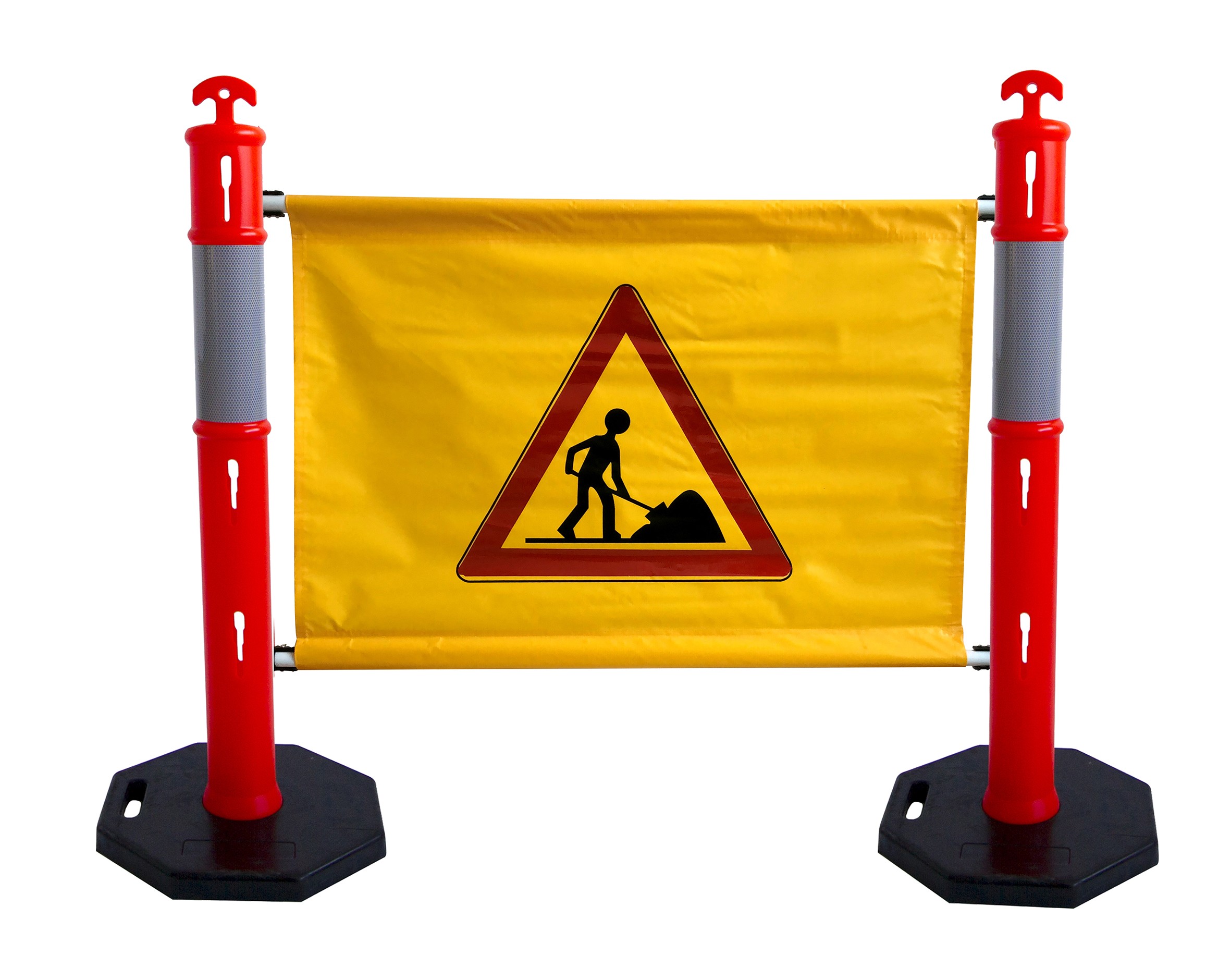 High visibility bollard with tarpaulin