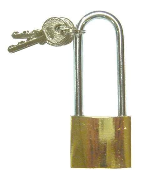Standard brass padlock with keys