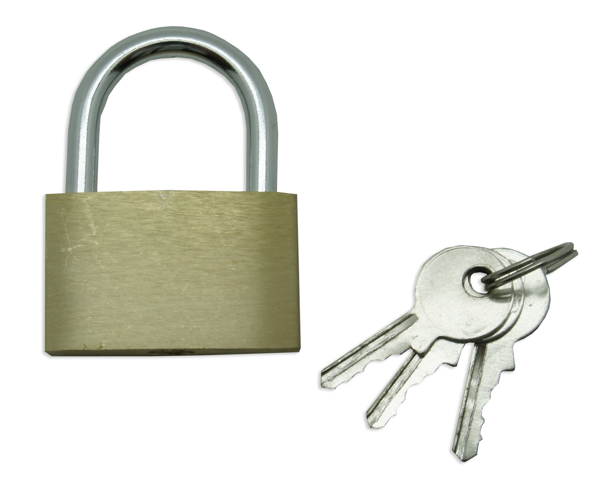Standard brass padlock with keys