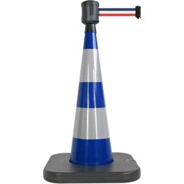 Traffic cone with weighted base and retractable strap - Viso