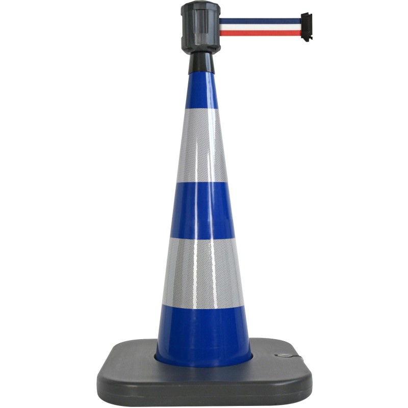 Traffic cone with weighted base and retractable strap - Viso