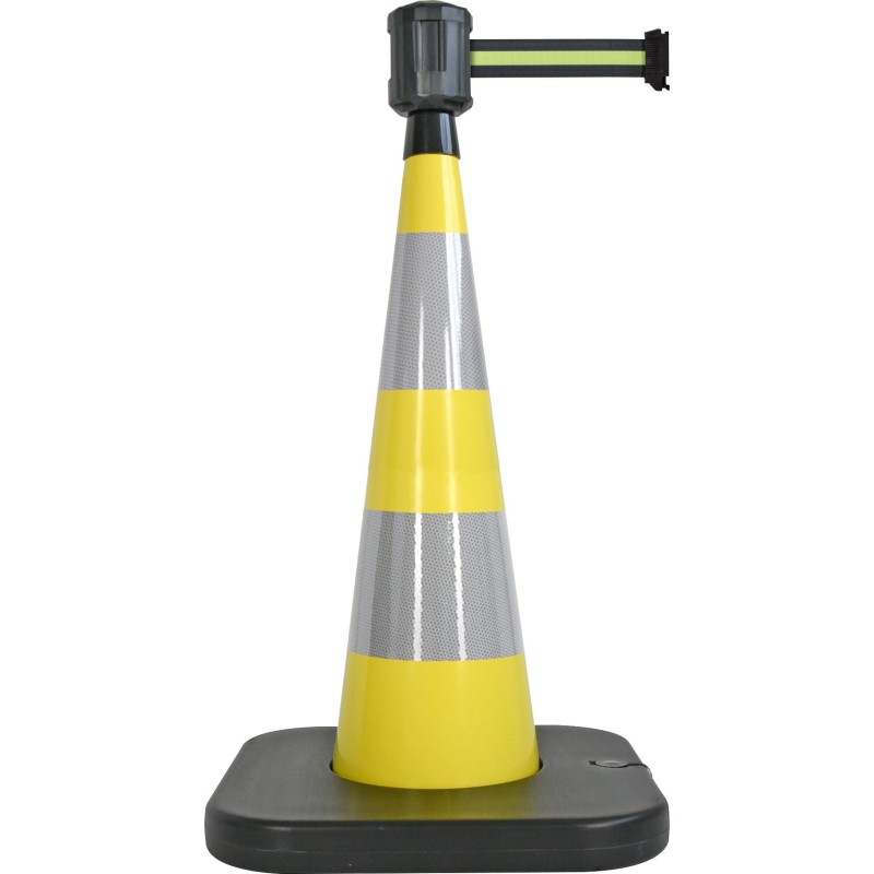 Traffic cone with weighted base and retractable strap - Viso